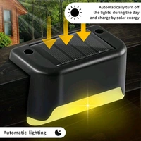 Solar Deck Lights Outdoor Pack Of 4 Solar Waterproof LED Solar Lights for Outdoor - Black