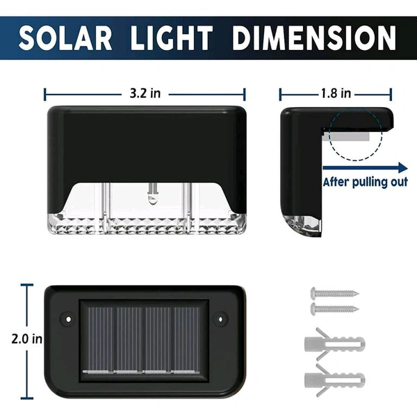 Solar Deck Lights Outdoor Pack Of 4 Solar Waterproof LED Solar Lights for Outdoor - Black