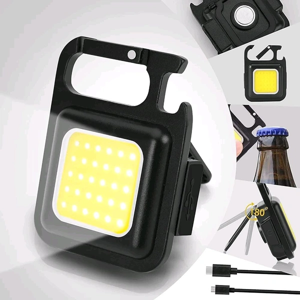 Keychain Work Light Keychain Flashlights 4 Modes 800 Lumen, Led Keychain Light Emergency Light with Folding Bracket Bottle Opener and Magnet Base for Camping Walking