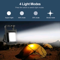 Keychain Work Light Keychain Flashlights 4 Modes 800 Lumen, Led Keychain Light Emergency Light with Folding Bracket Bottle Opener and Magnet Base for Camping Walking - Black