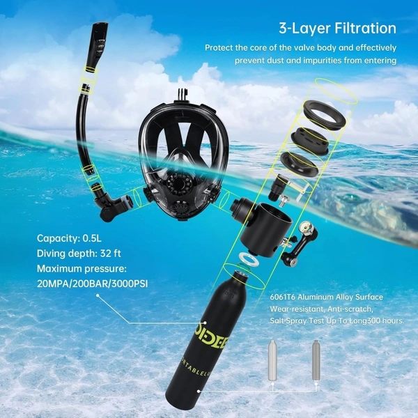 DIDEEP 0.5 LITRE  ALLUMINIUM SCUBA TANK