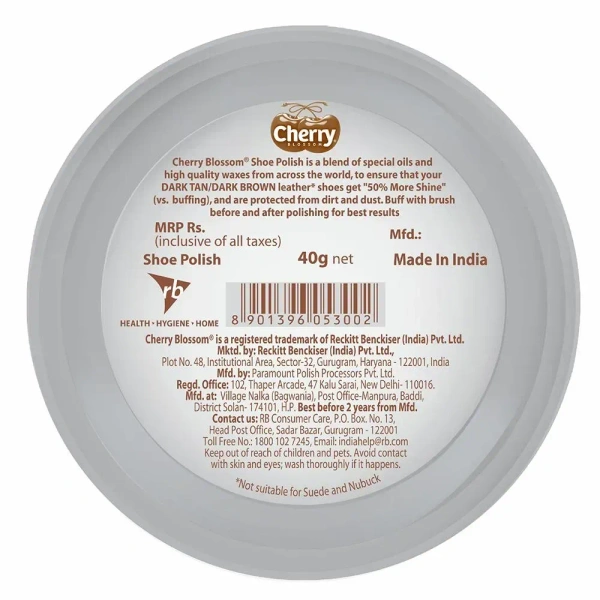 Cherry Blossom Wax Shoe Polish - Dark Tan - 40g