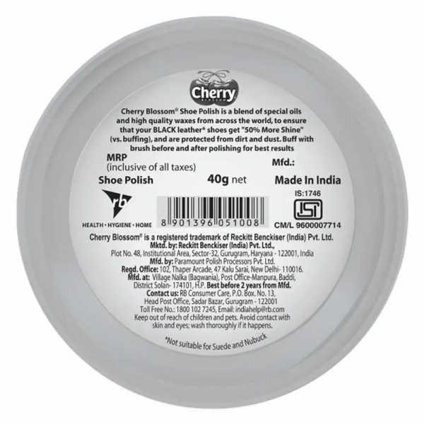 Cherry Blossom Wax Shoe Polish - Black - 40g
