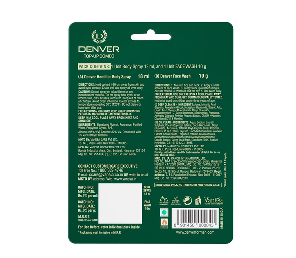 Denver Hamilton Pocket Perfume + Facewash Combo