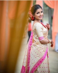 Mekla Chador Woven Mekla Chador Silk Sarees  - White Pointer