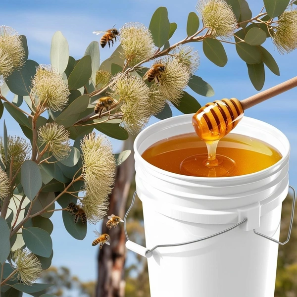 SHAHADWALE Eucalyptus Honey | Safeda Honey | Neelgiri Flora Honey - Bulk for Brands & Wholesalers - Bucket, Eucalyptus, 28 kg