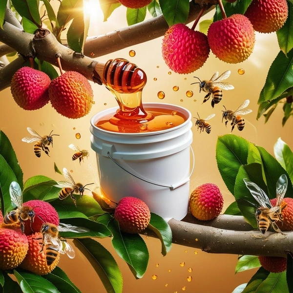 SHAHADWALE Lychee Honey / Litchi Honey - Bulk for Brands & Wholesalers - Bucket, Lychee, 28kg