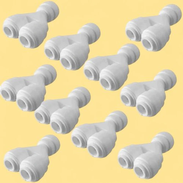 BODEER 1/4 * 1/4 * 1/4 Y CONNECTOR | RO CONNECTOR | PIPE CONNECTOR | PIPE FITTING | 1/4 * 1/4 * 1/4 Y ELBOW - White, ALL SIDE 1/4