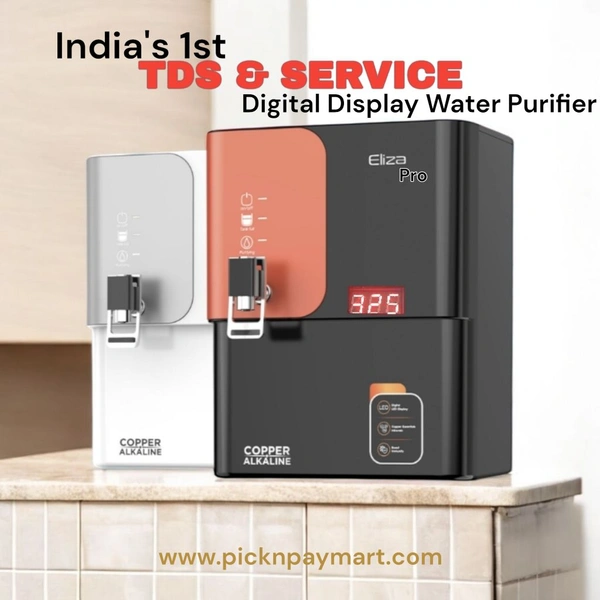 Dr Blue Water  ELIZA Pro Digital Display Water Purifier | 10 liter Storage Tank, 9-Stage RO+UV+Active Copper + Digital TDS Display Indicator Technology Water Purifier | Up to 60% Water Savings | Automatic Taste Adjuster | Suitable for Tanker, Borewell & Municipal Water - 9, Black