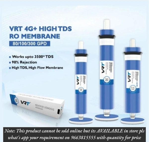 VRT 80 GPD MEMBRANE |  MEMBRANE FOR ALL TYPE OF RO WATER PURIFIER |WORKS UPTO 4500 TDS | GET UPTO 36% DISCOUNT ON PURCHASE OF 50+  MEMBRANE - Blue, 4G ( 3500 TDS )