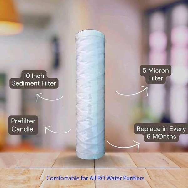 10 INCH WOUND FILTER CARTRIDGE | SUITABLE FOR  KENT PRE FILTER | SOLID WOUND FILTER CARTRIDGE 10" |SUITABLE FOR ALL WATER PURIFIER PRE FILTER | 5 MICRON THREADED WOUND FILTER | 10 INCH SEDIMENT FILTER CARTRIDGE | 10 INCH DUST FILTER CARTRIDGE | 5 MICRON DUST FILTER - 10 INCH