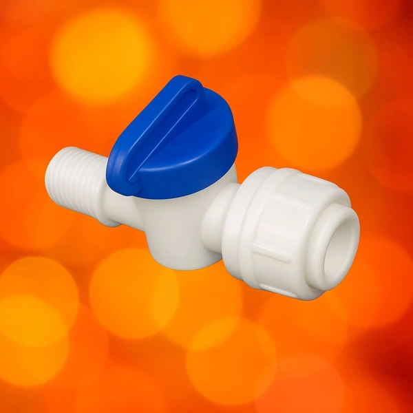 Shitong 3/8 Shitong Plastic Ball Valve | 3/8 Push Fit x 1/4 Threaded RO Water Purifier Connector - 3/8 Push*1/4 Thread