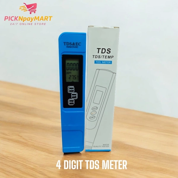 TDS METER 4 DIGIT EC WITH PAPER BOX | TDS METER / DIGITAL TDS METER WITH TEMPERATURE AND WATER QUALITY MEASUREMENT FOR RO PURIFIER (TDS EC) - Blue