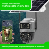 ACTIVE PIXEL Active Pixel 4G Dual Lens Image Quality 4mp+4mp Solar Powered | 4G SIM | IP66 Waterproof | 2-Way Audio | Outdoor Surveillance for Agriculture,Construction Site,Farm,Garden etc - Black