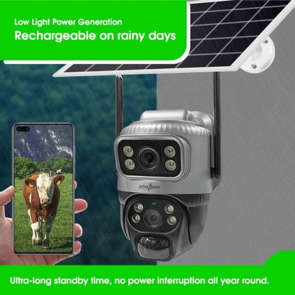 ACTIVE PIXEL Active Pixel 4G Dual Lens Image Quality 4mp+4mp Solar Powered | 4G SIM | IP66 Waterproof | 2-Way Audio | Outdoor Surveillance for Agriculture,Construction Site,Farm,Garden etc - Black