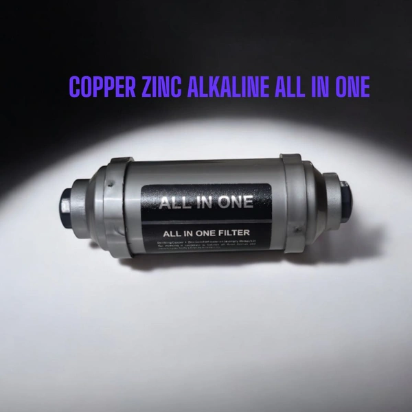ALL IN ONE ANTIOXIDANT ALKALINE COPPER ZINC WATER FILTER FOR RO PURIFIERS – 4 INCH CARTRIDGE TO ENHANCE PH – MINERAL ENRICHING FILTER FOR IMPROVED WATER QUALITY - Gray, 4 INCH