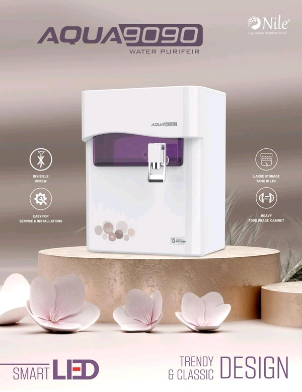 NILE AQUA 9090 PINK & WHITE RO UV TDS WATER PURIFIER READY SYSTEM - Electric Violet
