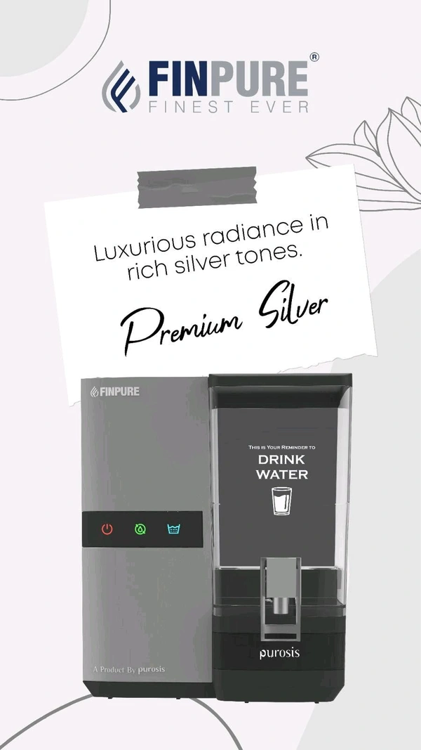 FINPURE PREMIUM SILVER RO UV TDS WATER PURIFIER | SUITABLE FOR ALL KIND OF WATER | WORKS UPTO 1000 TDS | 1 YEAR WARRANTY - silver
