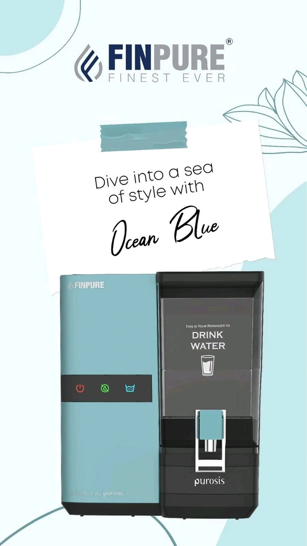 FINPURE  FINPURE OCEAN BLUE RO UV TDS WATER PURIFIER | SUITABLE FOR ALL KIND OF WATER | WORKS UPTO 1000 TDS | 1 YEAR WARRANTY - Blue