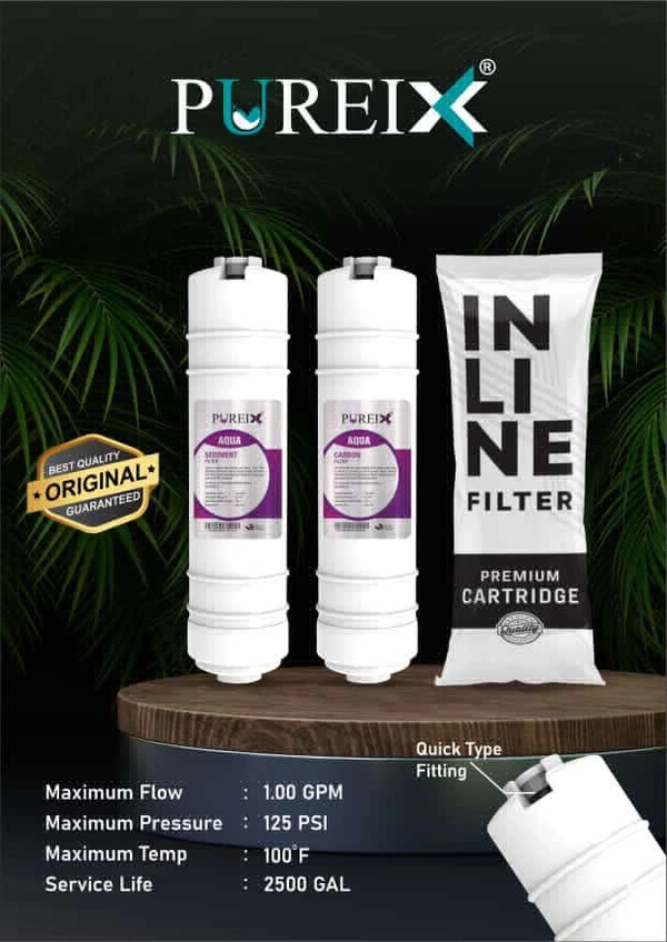 PURIX PUREIX INLINE 5 MICRON SEDIMENT | 800 IV CARBON FILTER SET OF 2 PCS - White