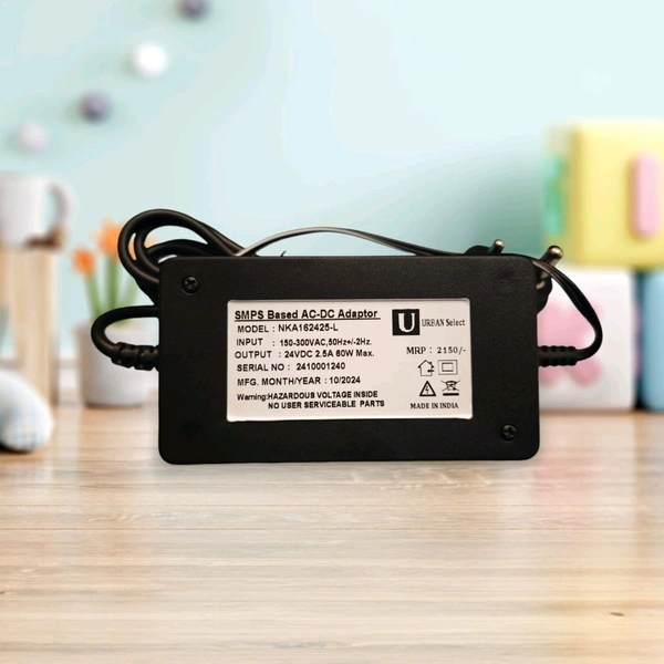 URBAN SELECT POWER SUPPLY FOR WATER PURIFIER|SMPS 2.5A 24VDC HEAVY CHORD 3 PIN 1.5 MTR LENGTH | SMPS FOR WATER PURIFIER  - Black, 2.5A