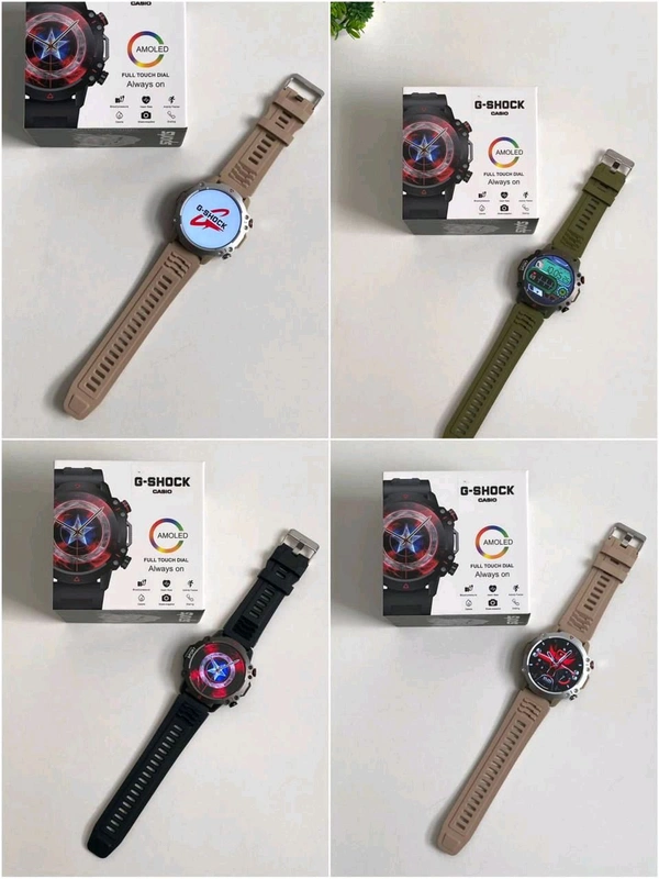 Trending G-shock Avengers Design Smart Watch With Wallpaper Change And Calling, LED display  - Cream