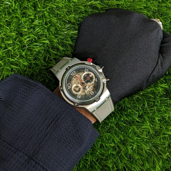  Most Demanded Analog Quartz Movement Watch With High Quality Strap Best finishing Body & Case - Gray