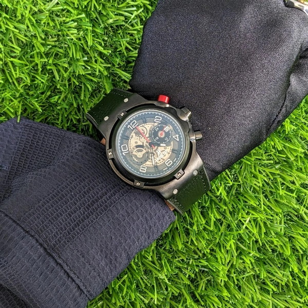  Most Demanded Analog Quartz Movement Watch With High Quality Strap Best finishing Body & Case - Black