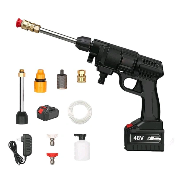 Powerful Pressure Washer with 48v Rechargeable Battery, Cordless High Pressure Washer Gun | Multi Cleaning Works Like Car & Bike Washing, Gardening & Home Cleaning Works - Single Battery