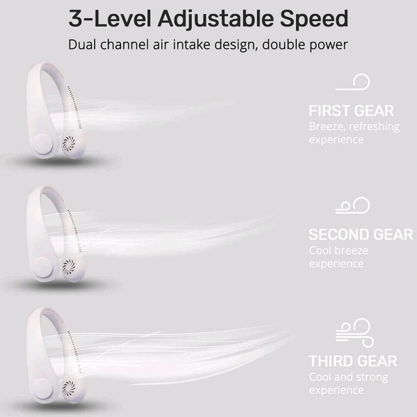 Usb Portable Handfree Neck Fan Cooling Wearable Fan Personal Mini Bladeless Rechargeable Battery Fan [Multicolor]