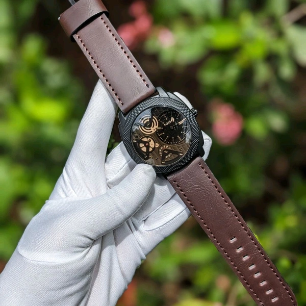  Machine Mid-Size Chronograph Brown Leather Belt With High Quality Strap Best Finishing Body & Case - SRFW2
