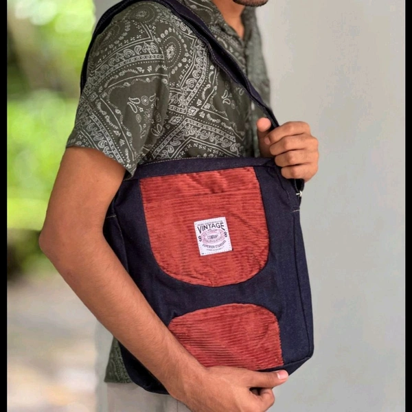 Denim Vintage High-capacity Canvas Slouchy Shoulder Bag | Ultra Sporty Messenger Sling Bag For Multipurpose Use - SRB2
