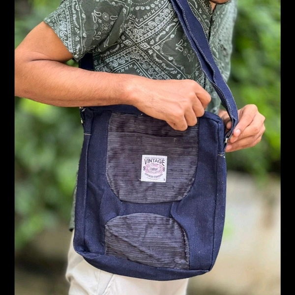 Denim Vintage High-capacity Canvas Slouchy Shoulder Bag | Ultra Sporty Messenger Sling Bag For Multipurpose Use - SRB3