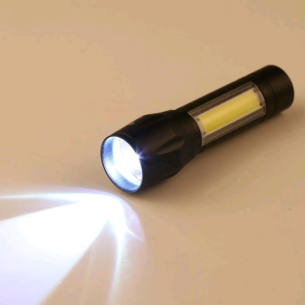 LED Flashlight, Super Bright LED Torch, Waterproof Flashlight,4 Light Modes For Camping Hiking and Emergency Use Torch (Black: Rechargeable) 6 hrs Torch Emergency Light (Black)
