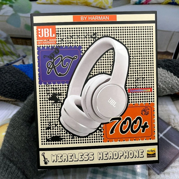  RJ 700 Plus Wireless Headphones, Heavy Sound Quality Bass And EQ Music Player - White