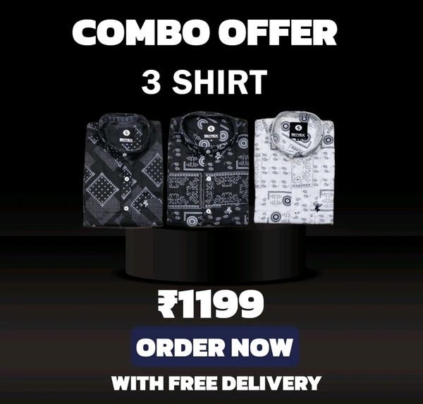 3 Shirt Combo Offer, Skiyex Original Cotton full Sleeves Shirt - L