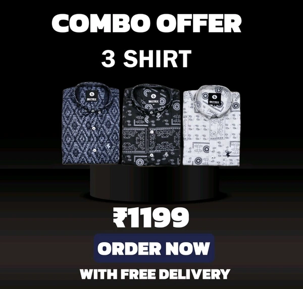 3 Shirt Combo Offer, Skiyex Original Cotton full Sleeves Shirt - M