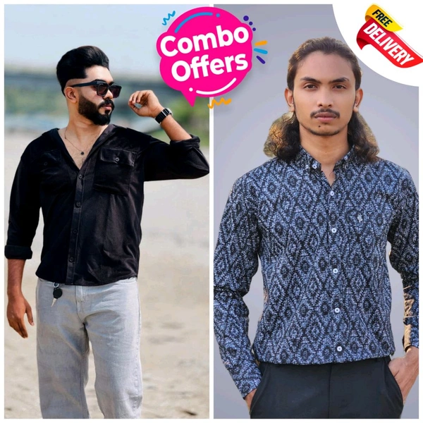 2 Shirt Combo Offer, Codekey Original Cotton full Sleeves Shirt - M