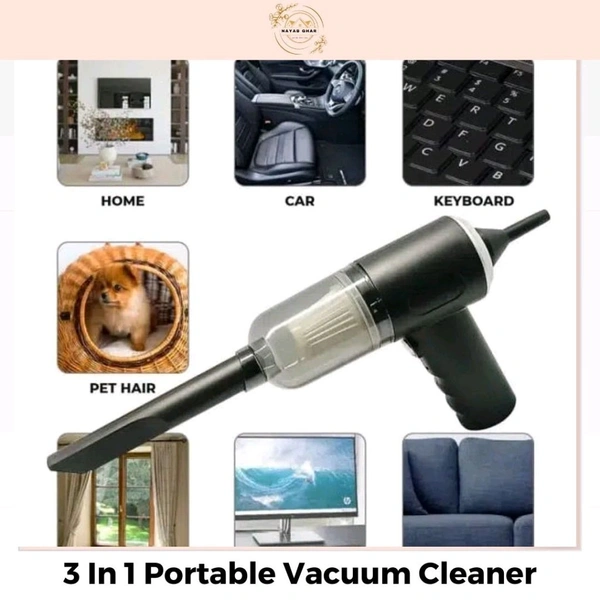 3 in 1 Portable Vacuum Cleaner Duster Blower Air Pump Wireless Handheld Clean Microscopic dust Like Car, Home,Computer, Laptop, Flower, Mirror Vehicle Interior Cleaner