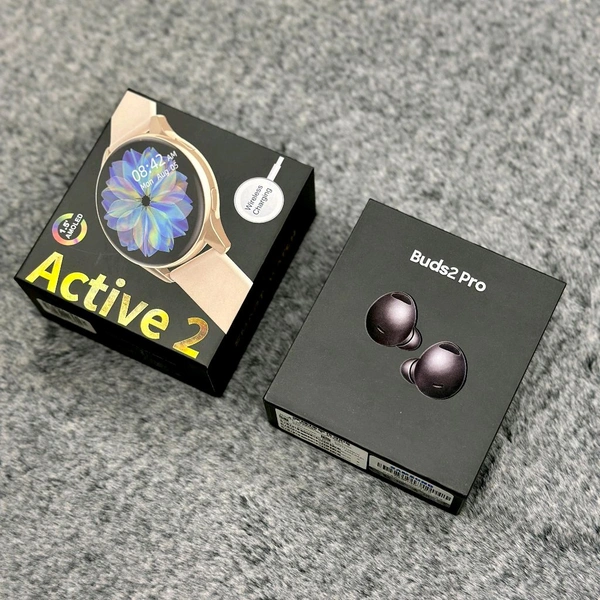 Most Awaited Budget Combo | Active 2 Amoled Display Smartwatch And Buds 2 Pro Best Quality Earphone - Black/Black