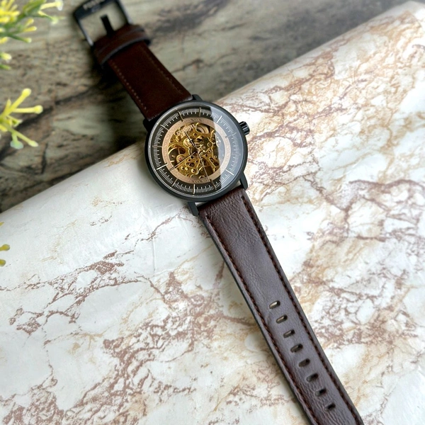 Analog Automatic Top Quality Collection With High Quality Strap Best Finishing Body & Case  - Black