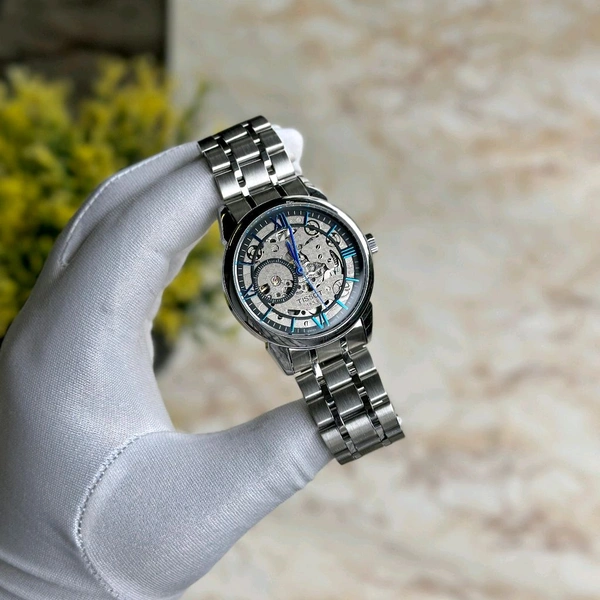 Analog Automatic Top Quality Collection With High Quality Strap Best Finishing Body & Case  - Silver