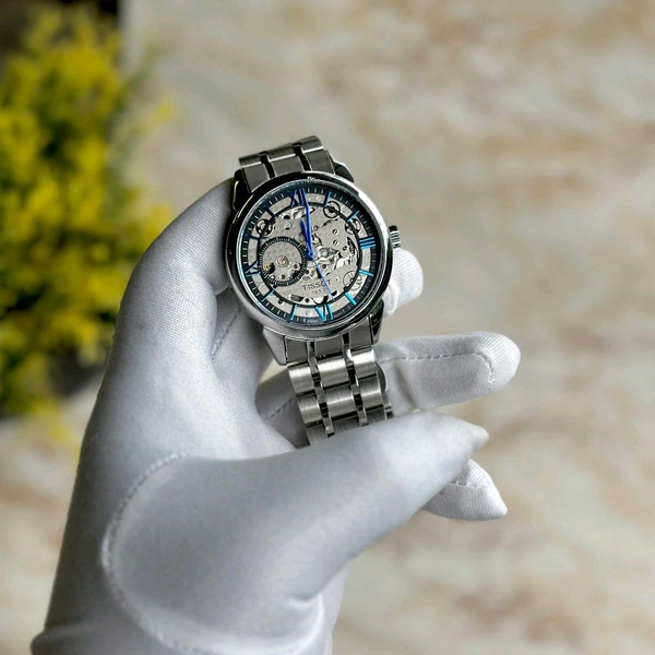 Analog Automatic Top Quality Collection With High Quality Strap Best Finishing Body & Case  - Silver