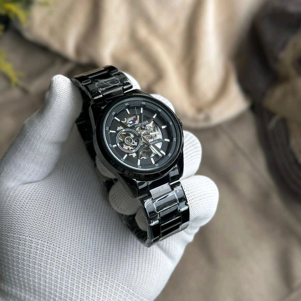 Analog Automatic Top Quality Collection With High Quality Strap Best Finishing Body & Case  - Black