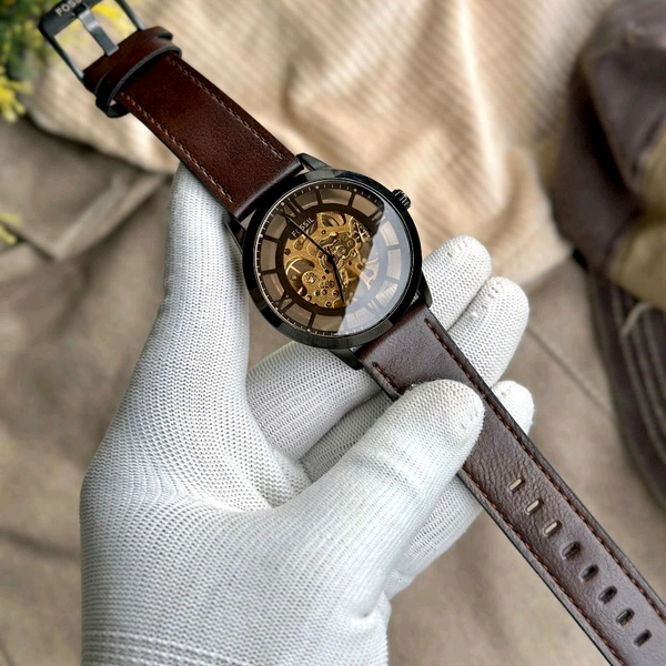 Analog Automatic Top Quality Collection With High Quality Strap Best Finishing Body & Case  - Brown