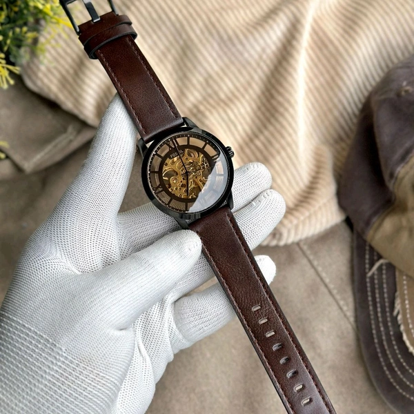 Analog Automatic Top Quality Collection With High Quality Strap Best Finishing Body & Case  - Brown