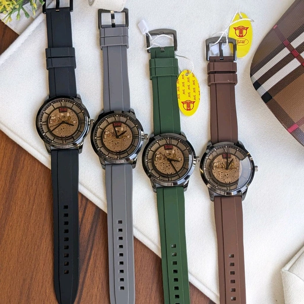 WooTime Analog Quartz Movement Collection With High Quality Strap Best Finishing Body & Case - Black
