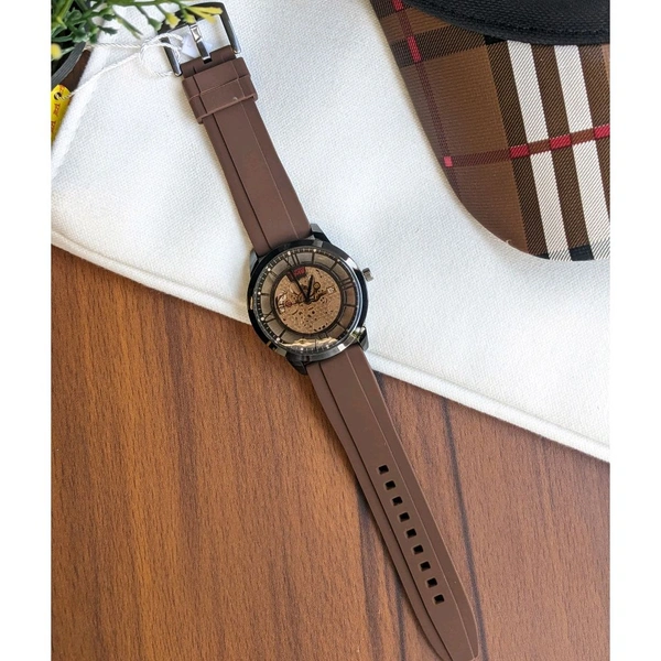 WooTime Analog Quartz Movement Collection With High Quality Strap Best Finishing Body & Case - Black