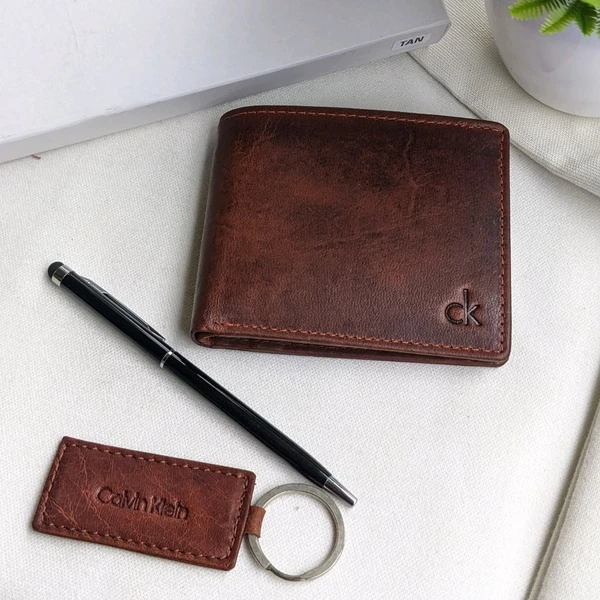 Personalised Men's Wallet, Keychain & Pen Combo