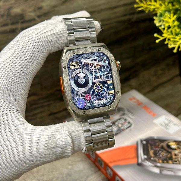 Smart Watch Z79 Max Watch, 2.1inch HD 460mah Battery, 100+sport Modes, NFC Smart Watch, Rugged Watches for Men, Fitness Watch for Men Women, For Running, Climbing, Cycling Enthusiasts. Dual strap now, One chain strap and other one silicon strap